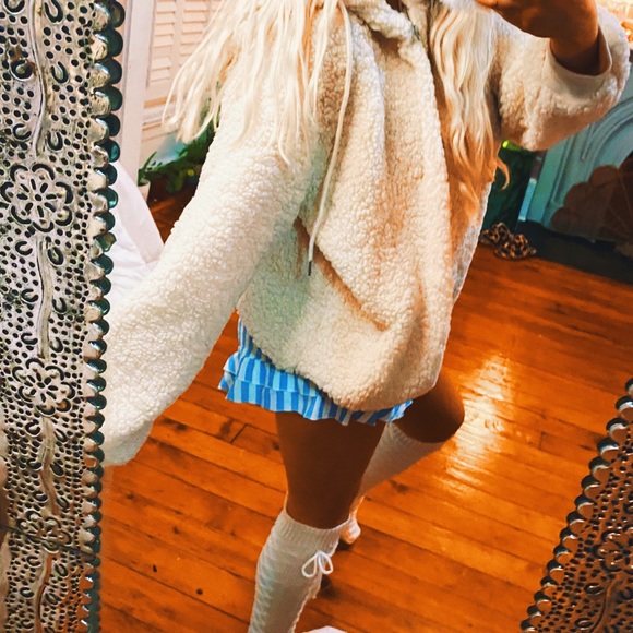 Cream Teddy Jacket Coat Zip Up 🖤 - Picture 5 of 6